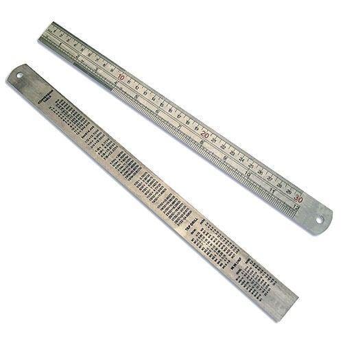 tooltime Stainless Steel Ruler 12" 300Mm Rule - Dual Markings - Conversion Table On Rear