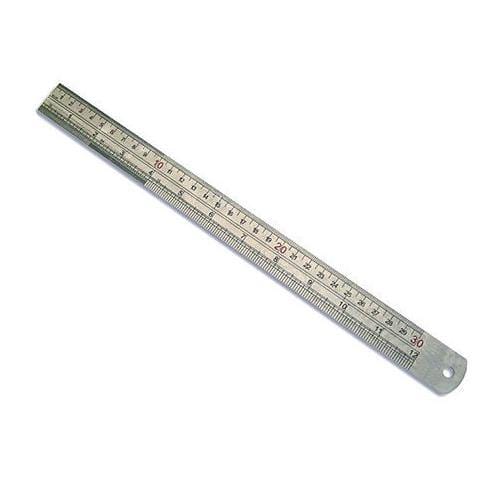 tooltime Stainless Steel Ruler 12" 300Mm Rule - Dual Markings - Conversion Table On Rear