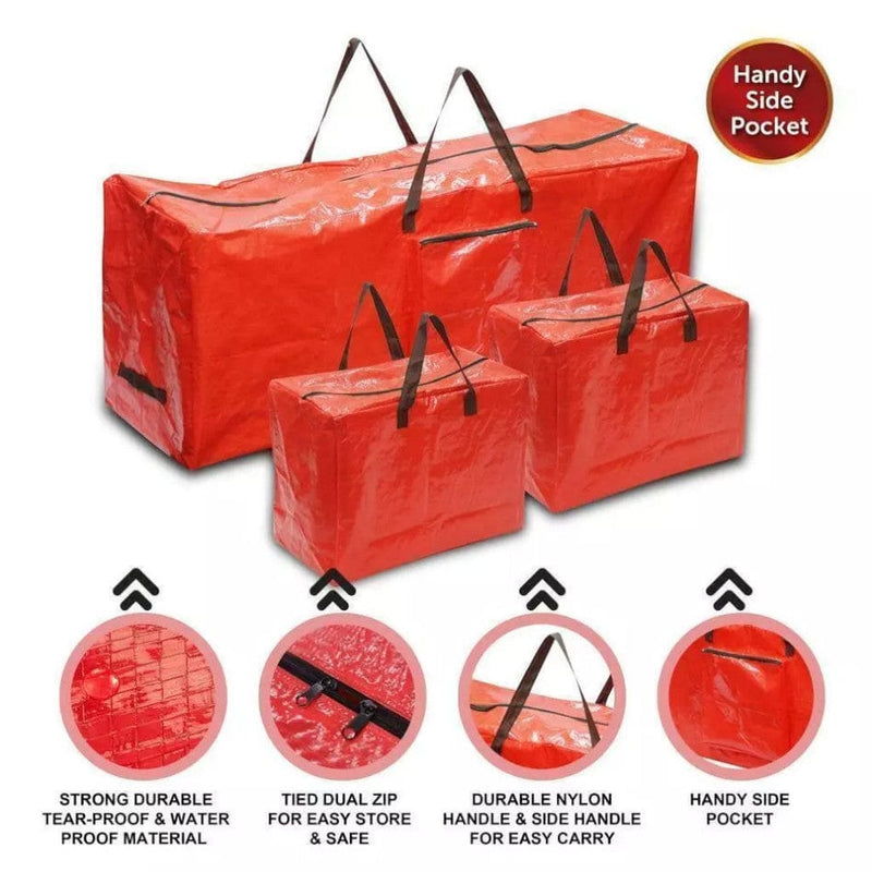 tooltime Storage Bags Red Christmas Storage Bags Zip Lock With Handles Tree Decorations Lights