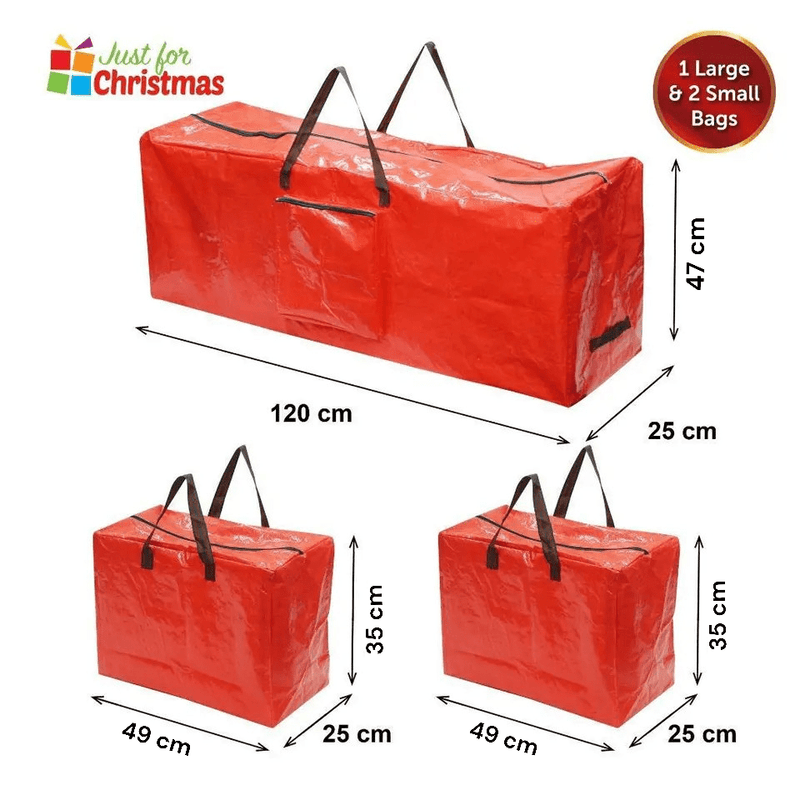 tooltime Storage Bags Red Christmas Storage Bags Zip Lock With Handles Tree Decorations Lights