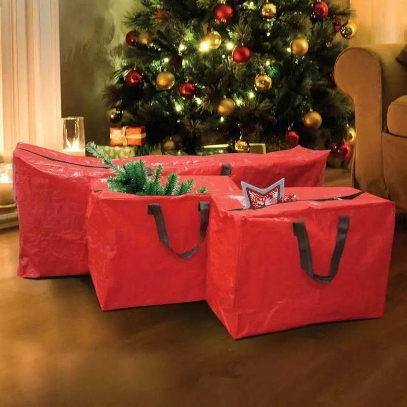 tooltime Storage Bags Red Christmas Storage Bags Zip Lock With Handles Tree Decorations Lights