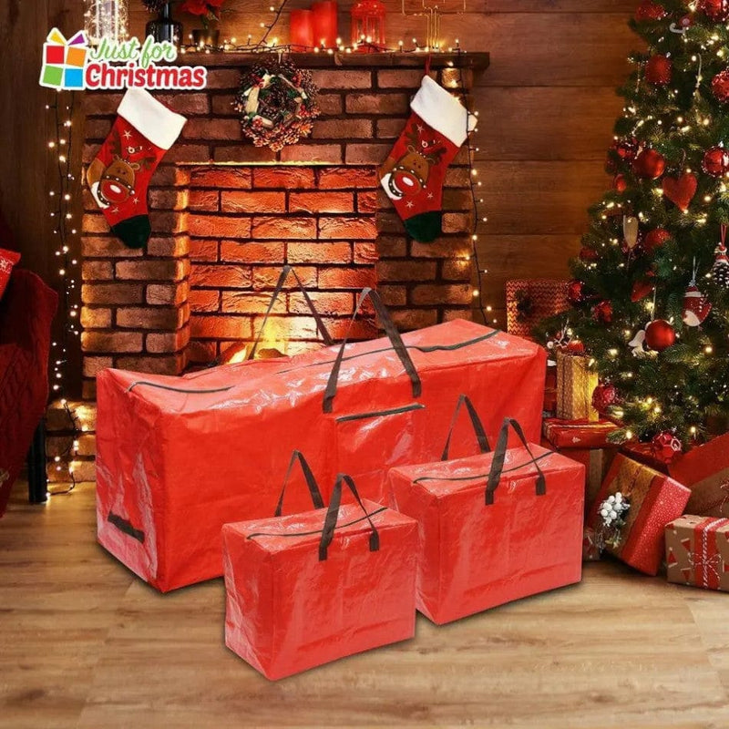 tooltime Storage Bags Red Christmas Storage Bags Zip Lock With Handles Tree Decorations Lights