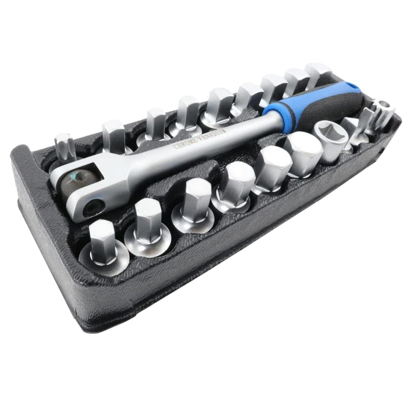 tooltime Sump Plug Key Oil Sump Plug Key Tool Automotive Car Axle Gearbox Fill Drain Set (20PC)