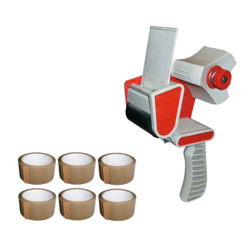 tooltime Tape Gun & Tape Tape Gun Dispenser + Rolls Of 66m Brown Packing Tape Parcel Packaging - Choice