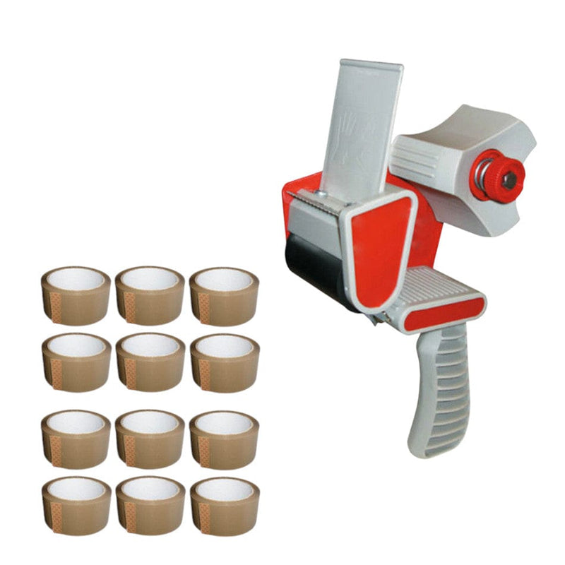 tooltime Tape Gun & Tape Tape Gun Dispenser + Rolls Of 66m Brown Packing Tape Parcel Packaging - Choice