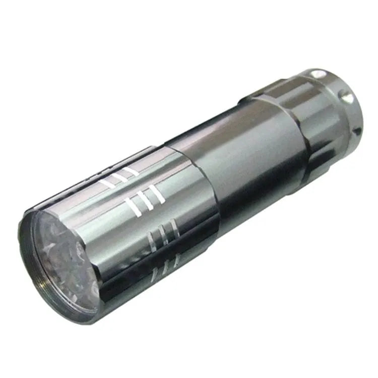 tooltime torch MINI ULTRA BRIGHT SILVER ALUMINIUM 9 LED POCKET LIGHT FLASHLIGHT TORCH CAMPING