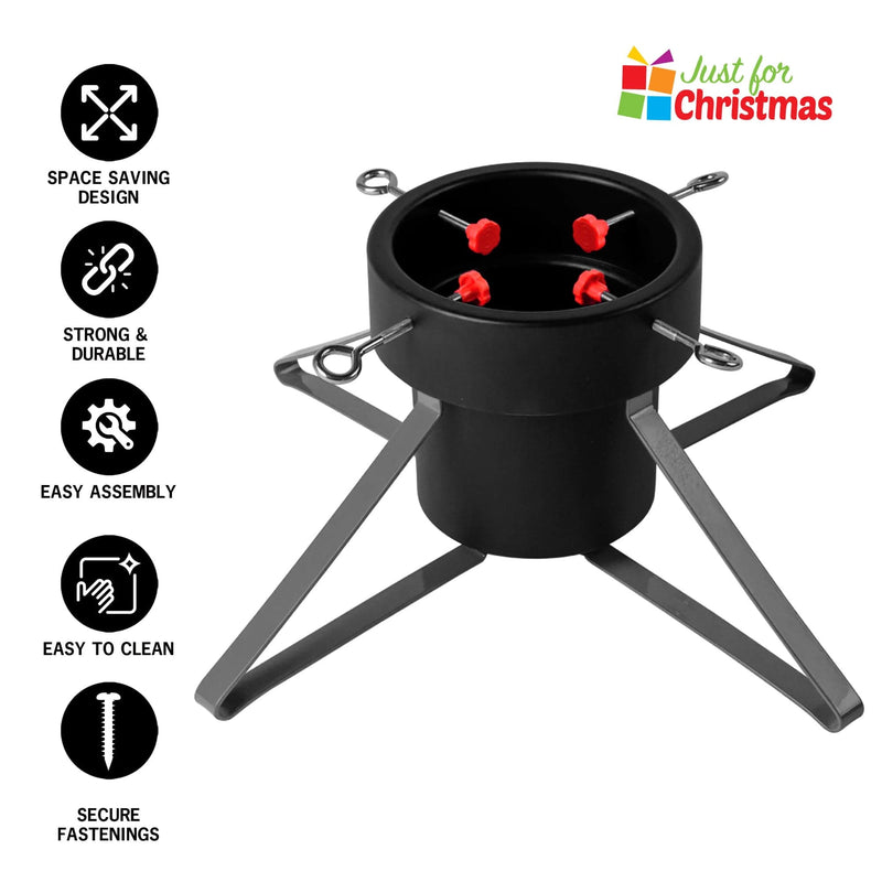 tooltime Tree Stand Large Christmas Tree Stand Black Heavy Duty Steel Support For Real Trees