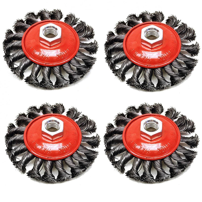 tooltime Twist Knot Wire Cup Brush 4" & 3" DIA TWIST KNOT WIRE WHEEL & CUP BRUSH SETS M14 FOR ANGLE GRINDERS