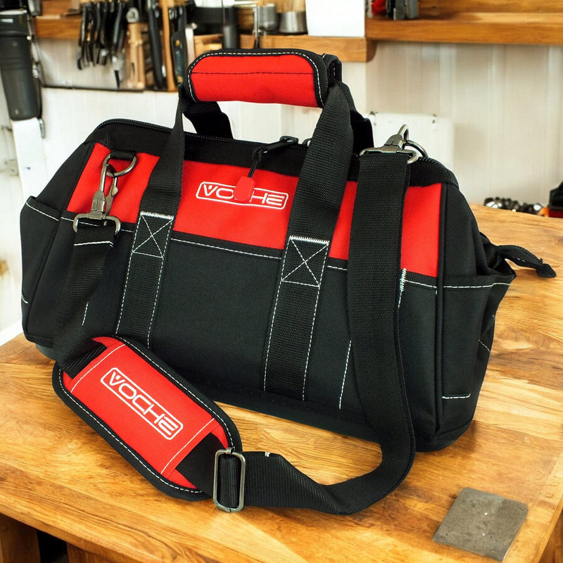 Voche Tool Bag Voche 16" Wide Opening 21 Pocket Tool Bag with Rigid Base and Shoulder Strap