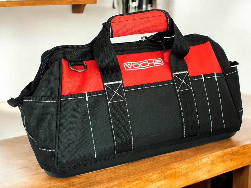 Voche Tool Bag Voche 16" Wide Opening 21 Pocket Tool Bag with Rigid Base and Shoulder Strap