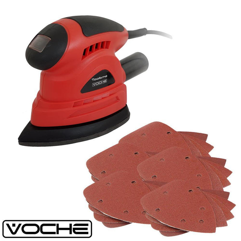 Voche Voche 130W Electric Palm Detail Sander + 30 Mixed Grit Hook Loop Sanding Sheets