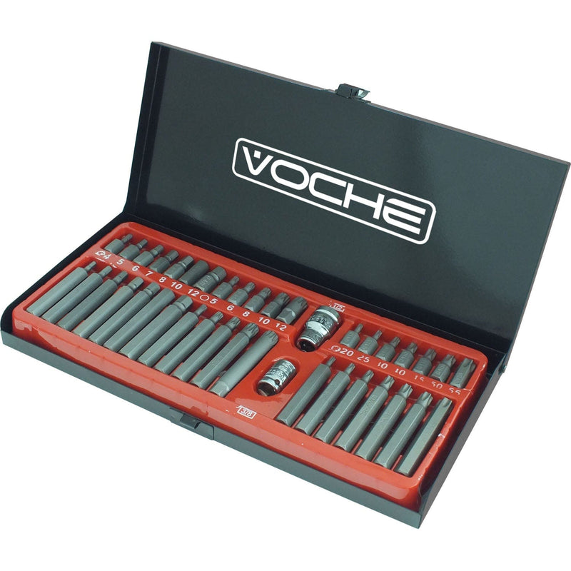 Voche Voche 40Pc 1/2" 3/8" Dr Hex Spline Torx Impact Socket Set + Metal Case + Gloves