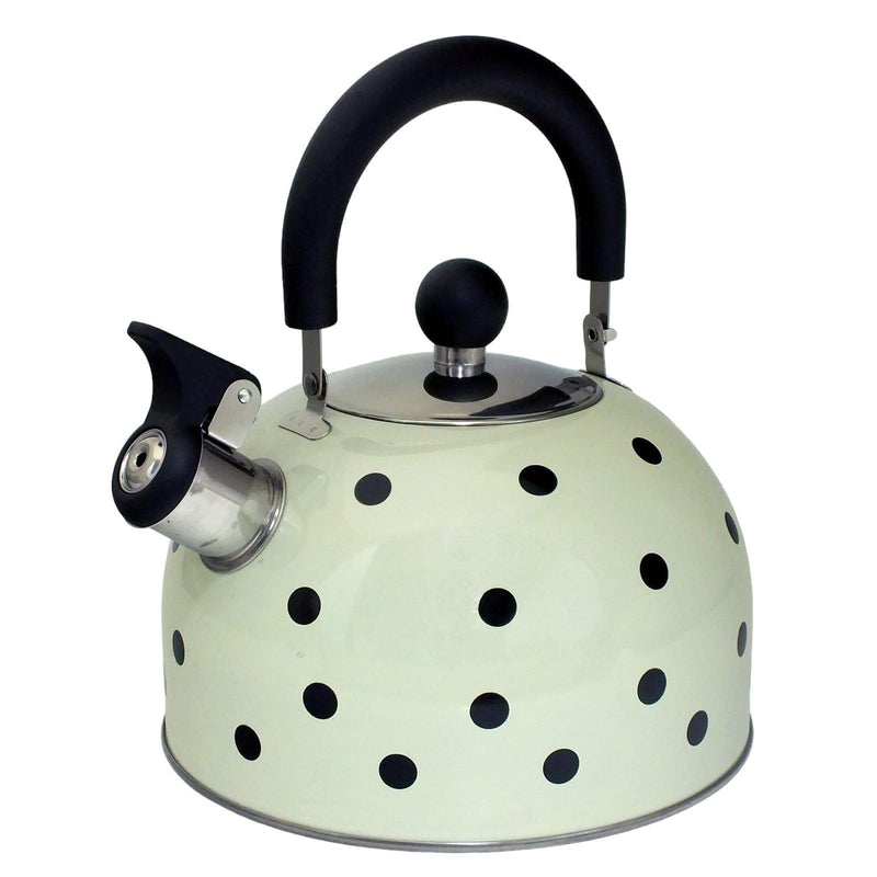 Voche Whistling Stovetop Kettle Voche 2.5 Litre Stainless Steel Whistling Stovetopv Kettle | Cream with Black Polka Dots