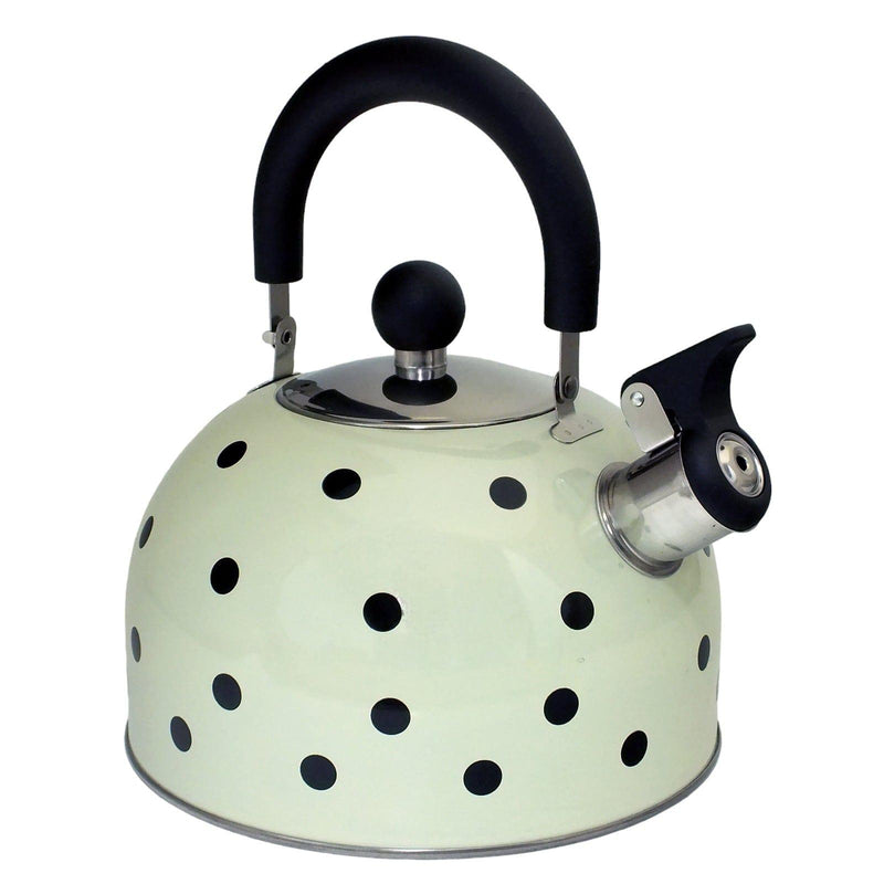 Voche Whistling Stovetop Kettle Voche 2.5 Litre Stainless Steel Whistling Stovetopv Kettle | Cream with Black Polka Dots