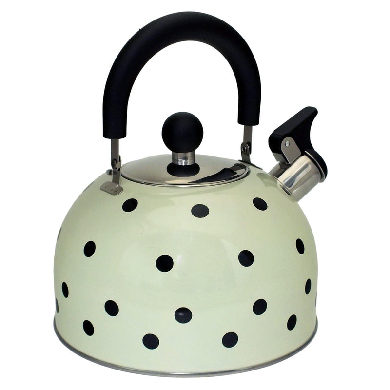 Voche Whistling Stovetop Kettle Voche 2.5 Litre Stainless Steel Whistling Stovetopv Kettle | Cream with Black Polka Dots