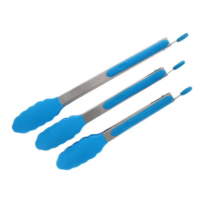 3 Piece Silicone Kitchen Tongs Stainless Steel Utensil Set