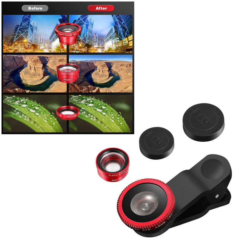 3-in-1 Clip On Smartphone Camera Lens Kit | Macro Fish Eye and Wide Angle Lenses - tooltime.co.uk