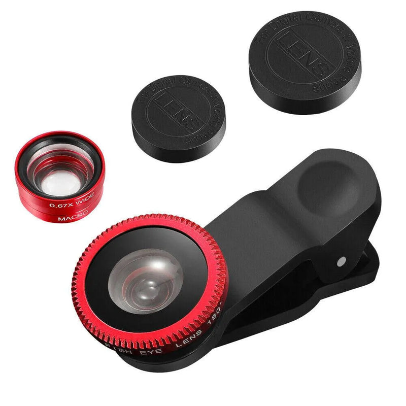 3-in-1 Clip On Smartphone Camera Lens Kit | Macro Fish Eye and Wide Angle Lenses - tooltime.co.uk