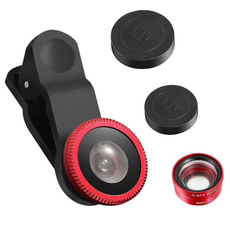 3-in-1 Clip On Smartphone Camera Lens Kit | Macro Fish Eye and Wide Angle Lenses - tooltime.co.uk