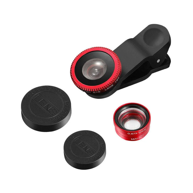 3-in-1 Clip On Smartphone Camera Lens Kit | Macro Fish Eye and Wide Angle Lenses - tooltime.co.uk