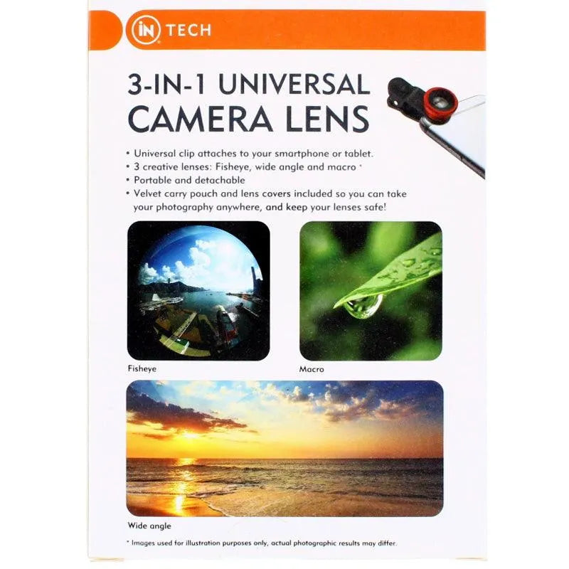 3-in-1 Clip On Smartphone Camera Lens Kit | Macro Fish Eye and Wide Angle Lenses - tooltime.co.uk