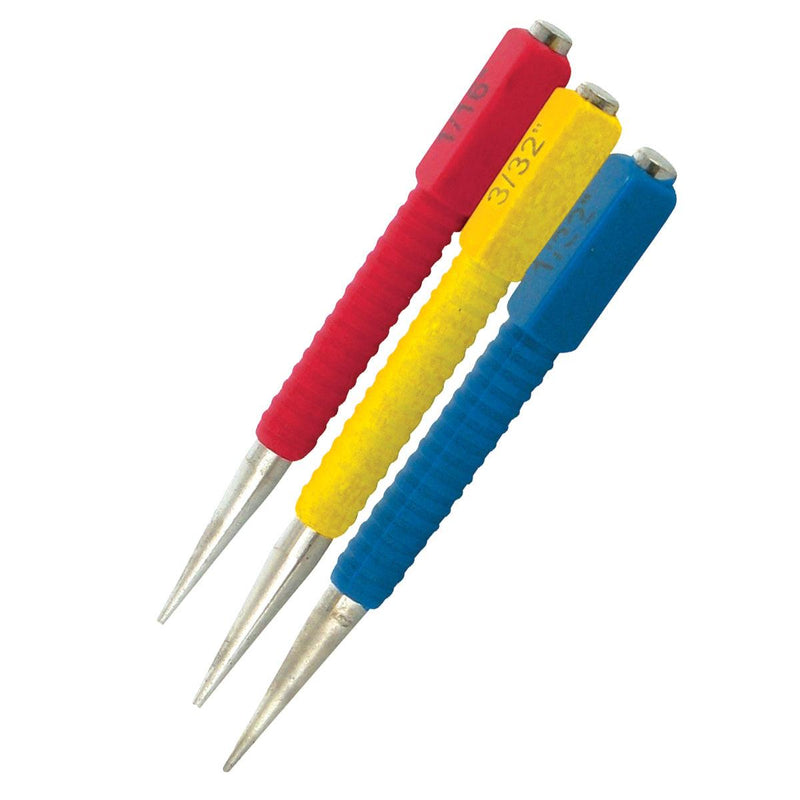 3pc Nail Punch Set with Colour Coded Soft Grip Handles - tooltime.co.uk