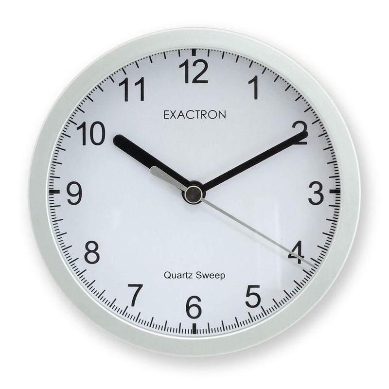 5" Quartz Clock Round Silver Desk Table Wall Mounted Silent Sweep Home Office - tooltime.co.uk