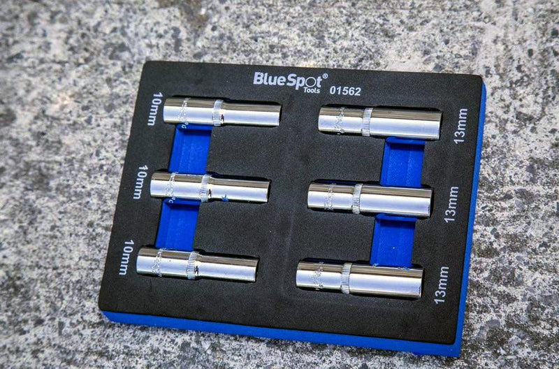 6 Piece 3/8" Deep Sockets 10mm & 13mm with EVA Foam Tray - tooltime.co.uk