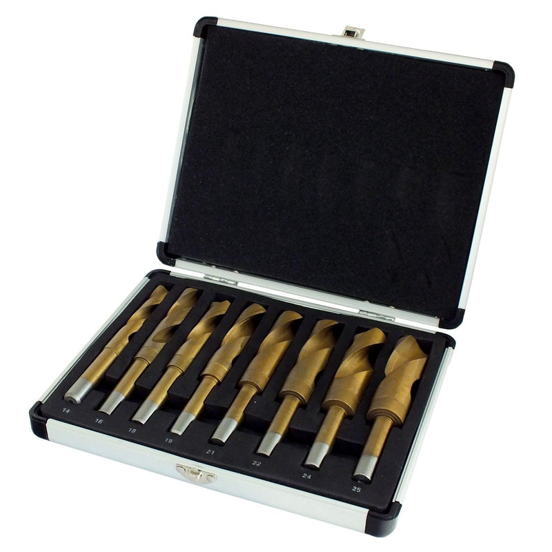 8pc HSS Drill Bit Set Titanium High Speed Steel Blacksmiths 14-25mm Twist Voche® - tooltime.co.uk