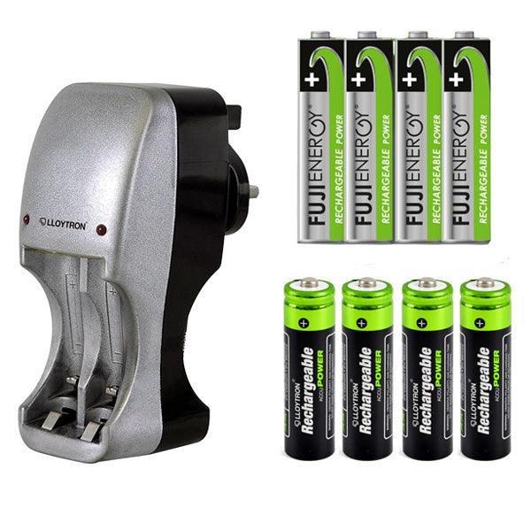 Battery Charger Rechargeable Batteries - Compact Portable Plug In 8 AAA AA Nimh - tooltime.co.uk