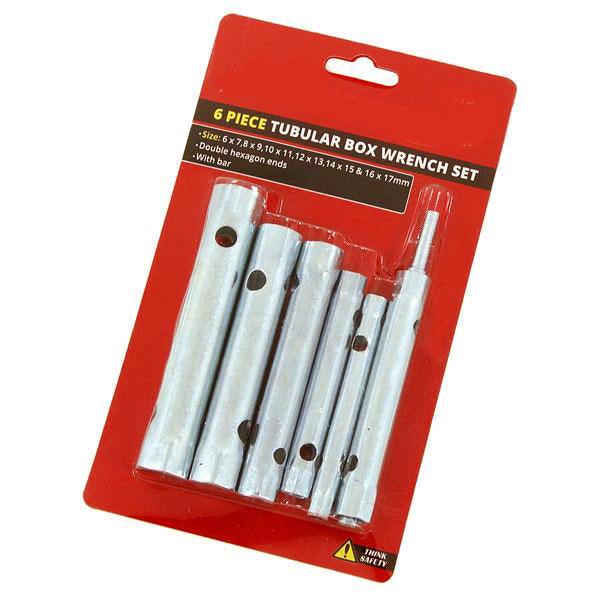 Box Spanners Set 6pc Metric 6-17mm Tubular Monobloc Tap Wrenches Tube Spark Plug - tooltime.co.uk