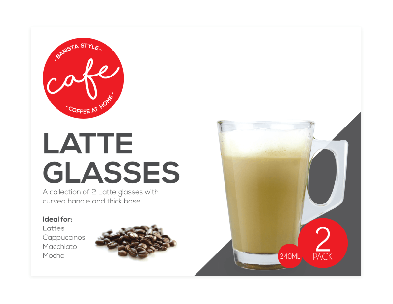 Coffee Latte Glass Tea Glasses Mugs Cappuccino Cups 240ml -2 Pack - tooltime.co.uk