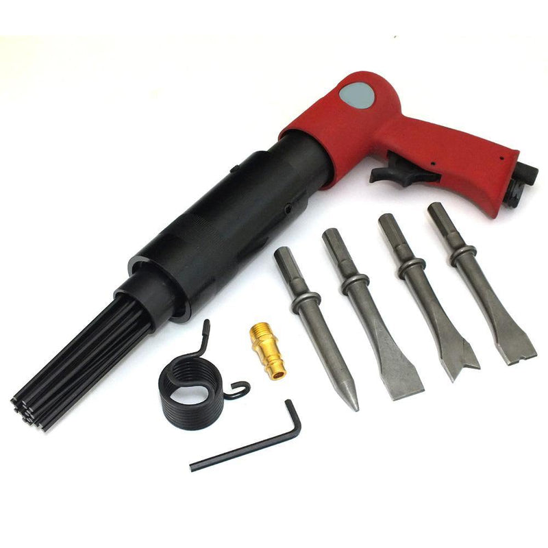 150Mm Air Hammer Drill Gun Plus 4 Chisels & Rust Paint Removing Needle Descaler