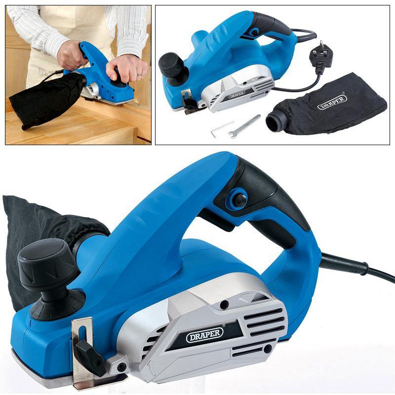 Draper DRAPER 610W 230V ELECTRIC POWER PLANER 82mm REBATING WOOD PLANE + DUST BAG 20513