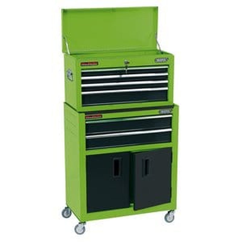 Draper Draper Combined Roller Cabinet And Tool Chest, 6 Drawer, 24", Green Dr-19566