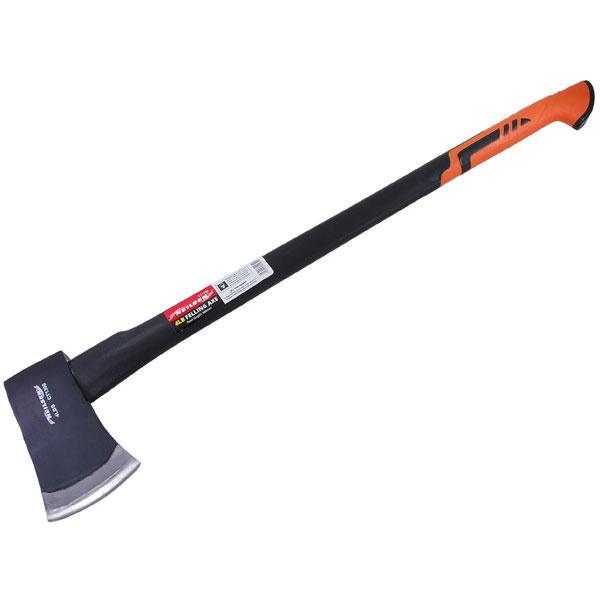 Felling Wood Axe - Strong Fibreglass Shaft - Rubber Grip Handle - 4LB - tooltime.co.uk