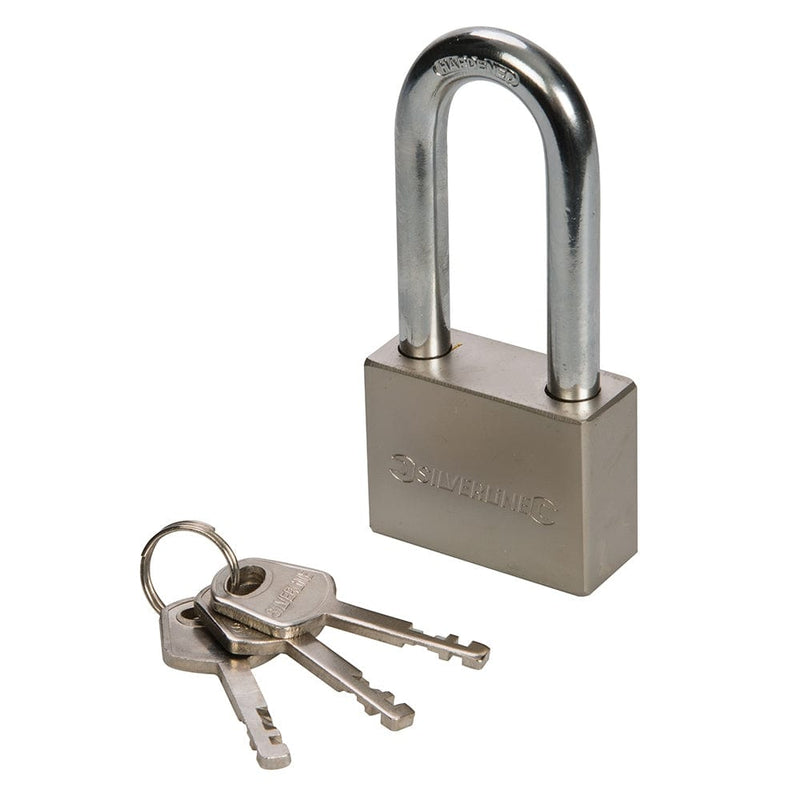 Silverline 40MM STEEL PADLOCK LONG SHACKLE 199876