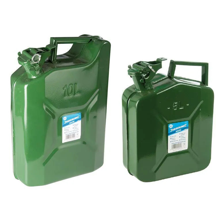 tooltime 10L & 5L METAL JERRY CAN SET PETROL DIESEL FUEL OIL STORAGE - LIFETIME WARRANTY