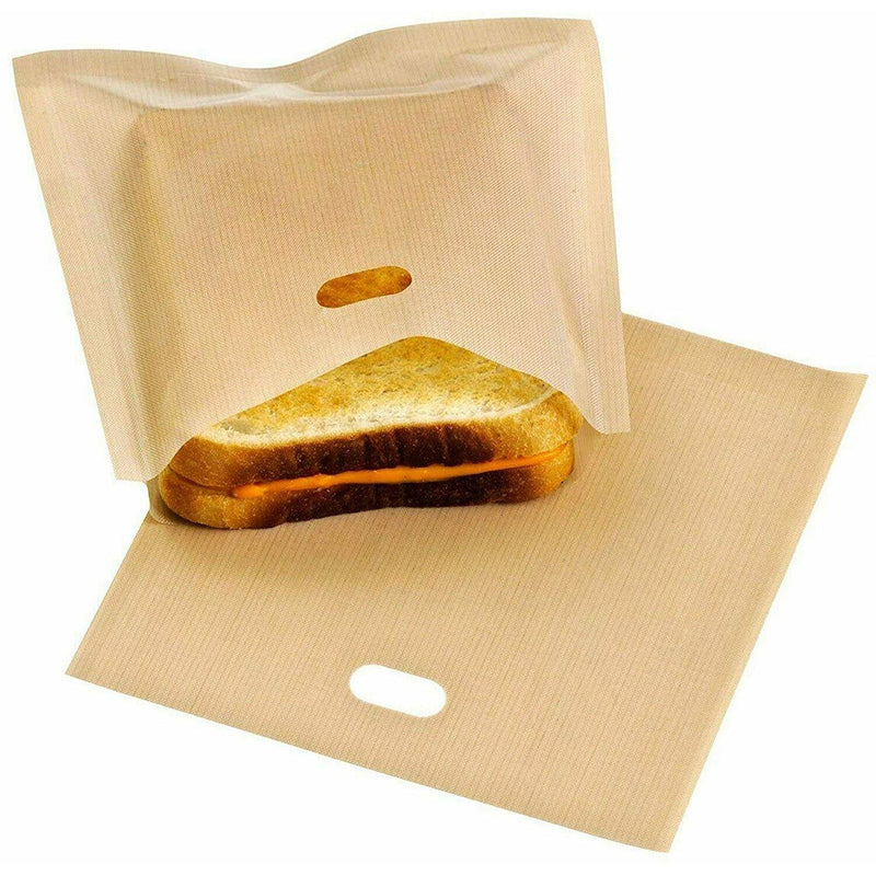 tooltime 2PC REUSABLE NON STICK TOASTIE BAGS TOASTED SANDWICH TOASTER POCKETS 50 USES