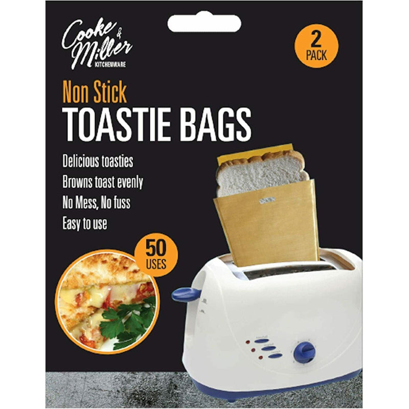 tooltime 2PC REUSABLE NON STICK TOASTIE BAGS TOASTED SANDWICH TOASTER POCKETS 50 USES