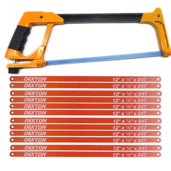 tooltime Hacksaw 12" 300mm HD DURABLE PROFESSIONAL GRIP HANDLE HACKSAW + 12 BLADES HACK SAW 24TPI